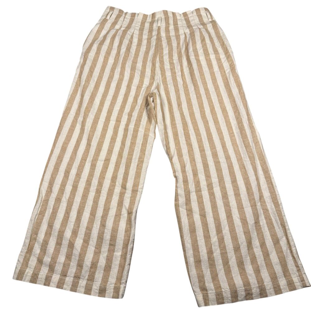 J.Crew Striped Linen Cotton Paperbag Pants Women's Cropped Coastal Chic- Size 10 - Picture 5 of 10